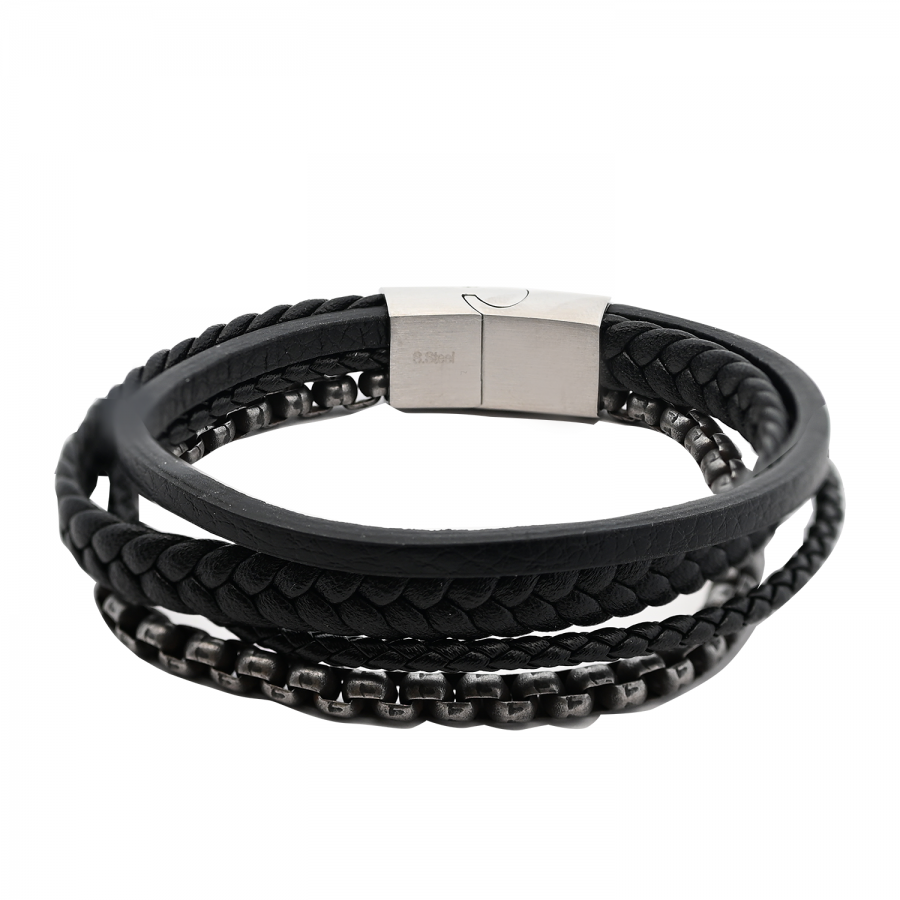 BRACCIALE IN PELLE A QUATTRO STRATI